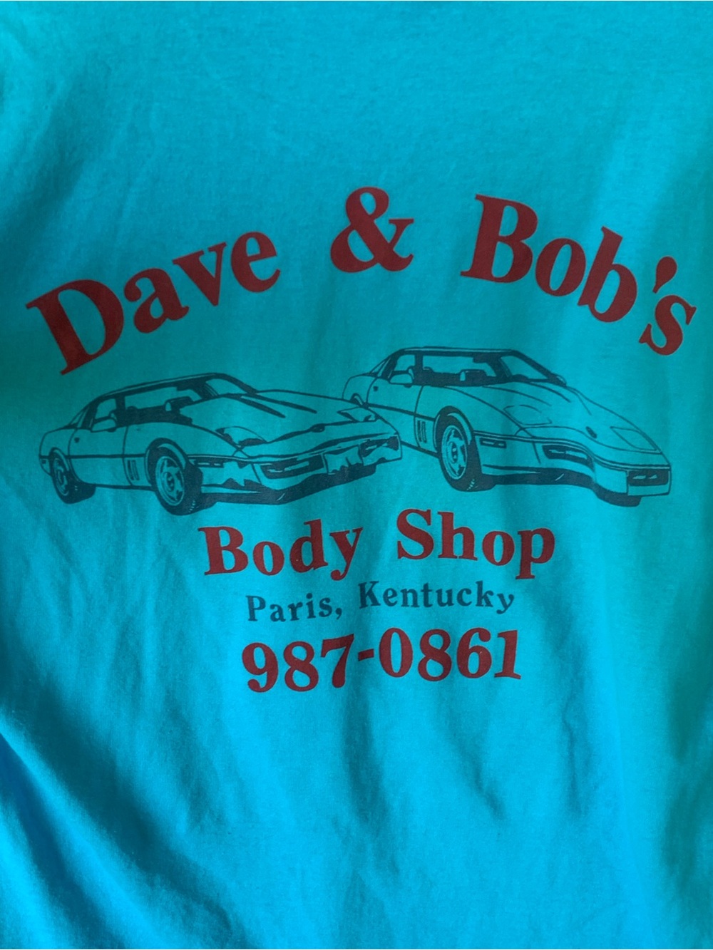 Vintage Dave & Bobs Body Shop Car Garage Paris Kentucky Tee Shirt 90s